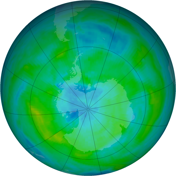 Antarctic ozone map for 14 March 1979